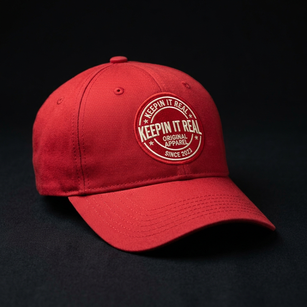 Keepin It Real Embroidered Red Cap